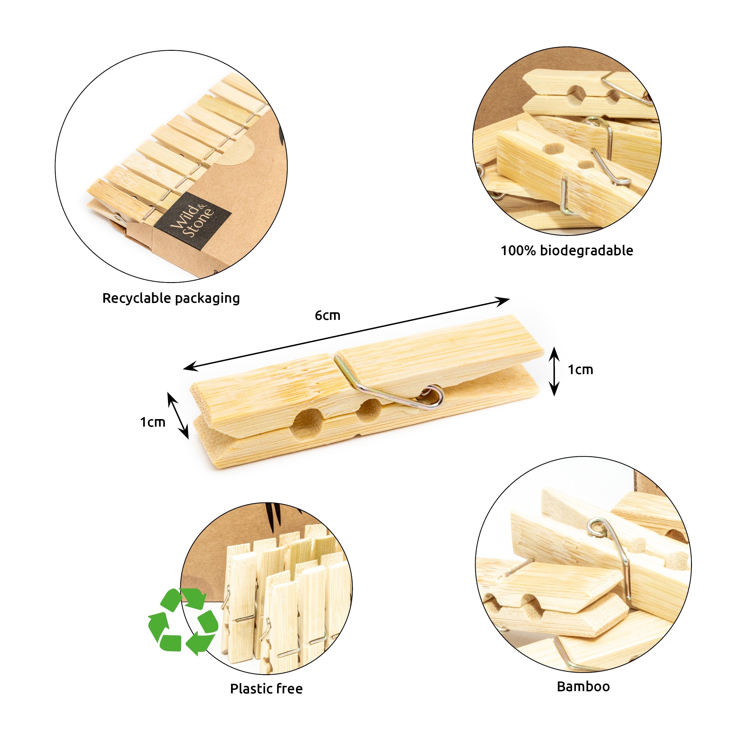 Buy Ivaan Wooden Clips Home Heavy Duty Natural Bamboo Cloth Pegs