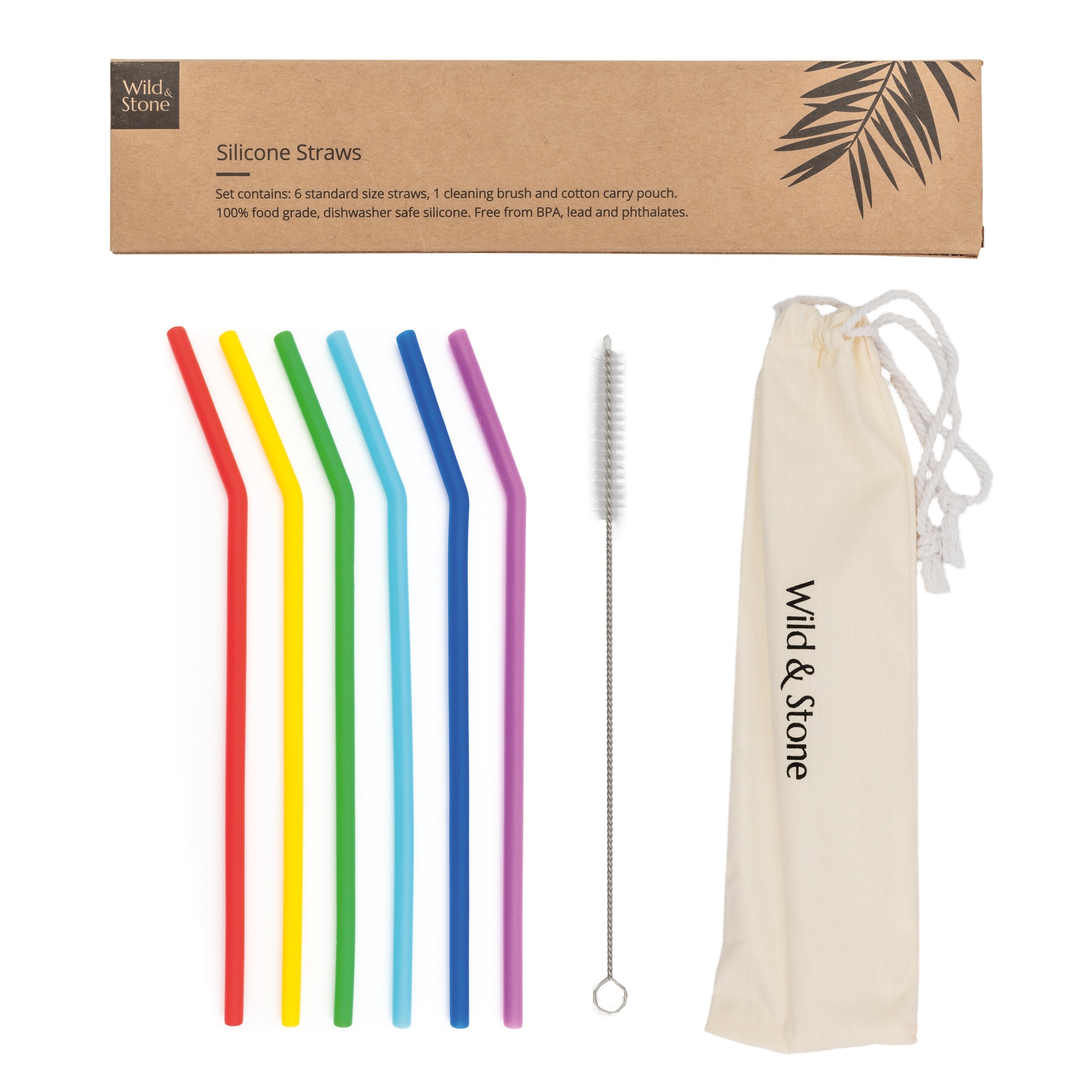 S&T Inc. Reusable Silicone Straws, 6 Pack, Various Colors